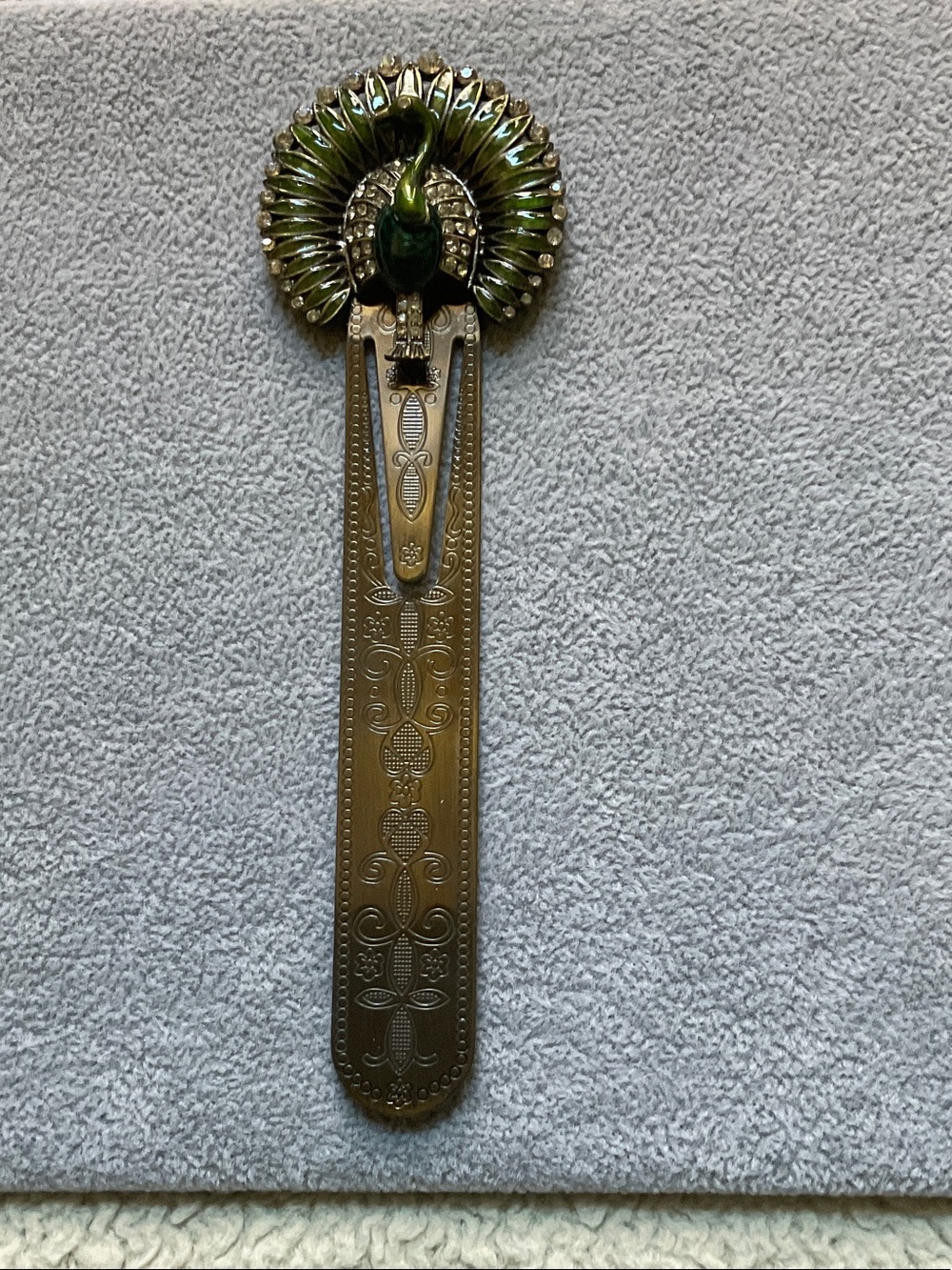 Peacock Bookmark with genuine crystal accents